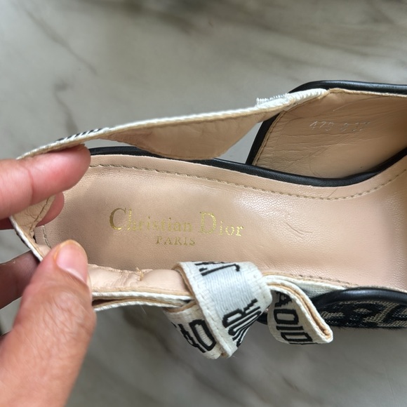 Dior Monogram Black and Cream Slingback Heels - Picture 5 of 5